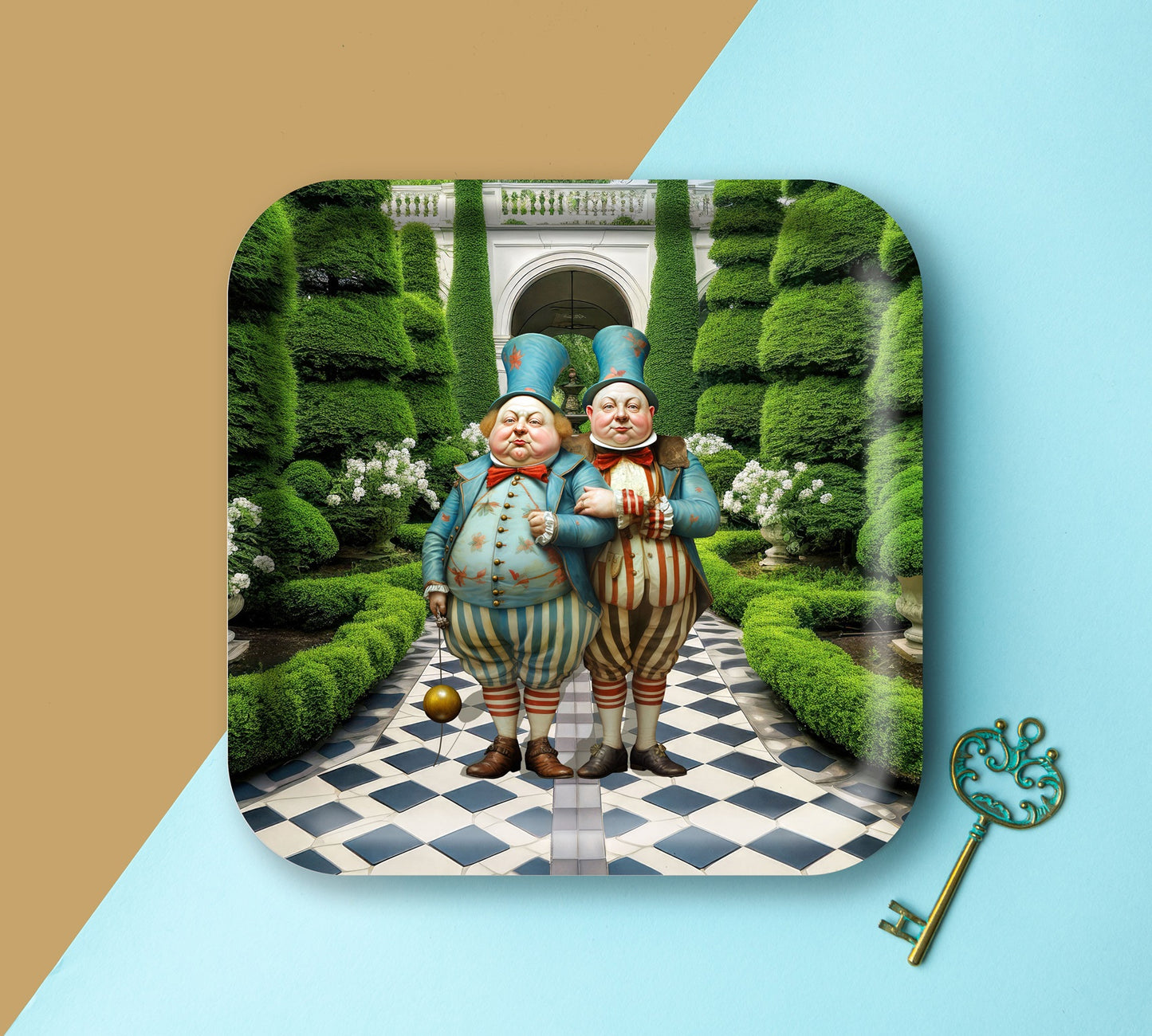 Wooden Tray - Circus Twins Garden - 32x32 cm