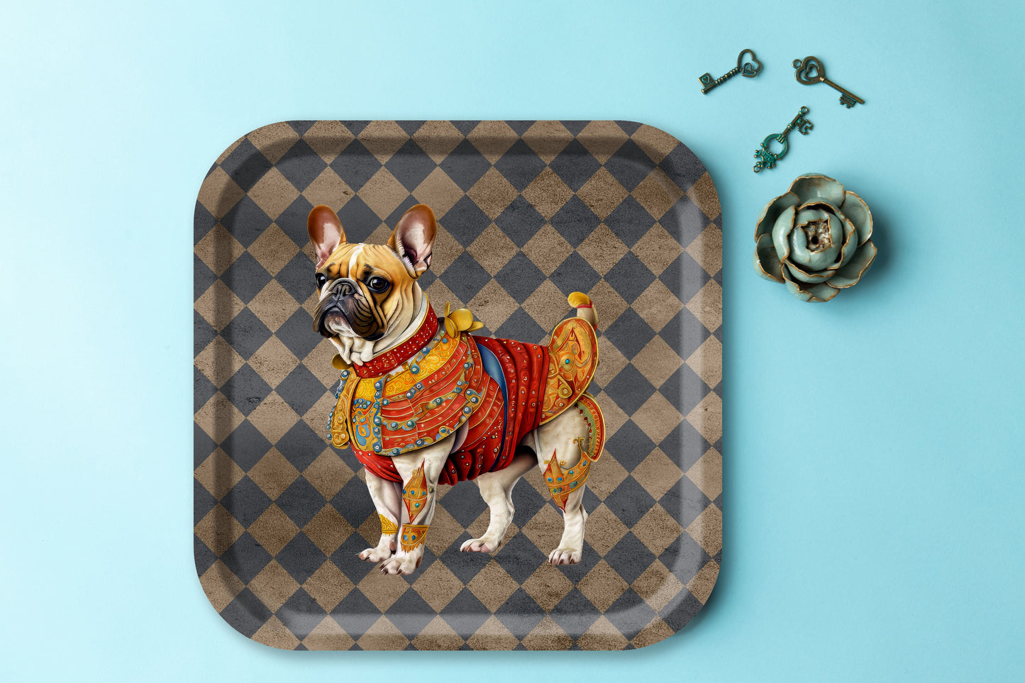 Wooden Tray - Circus Dog Checkers - 32x32 cm