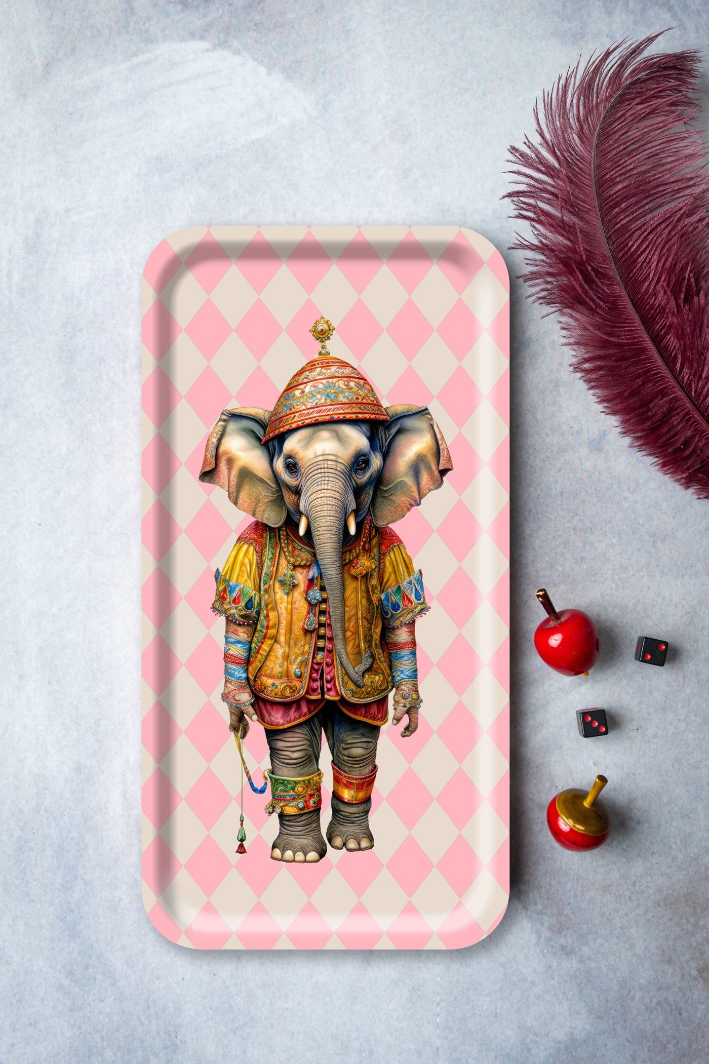 Plateau Bois - Circus Elephant Pink - 43x22 cm