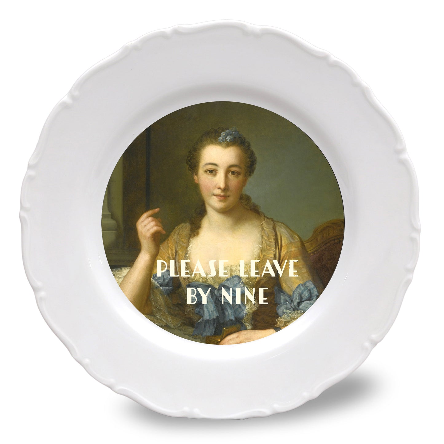 Assiette Porcelaine 30 cm - Please leave by nine