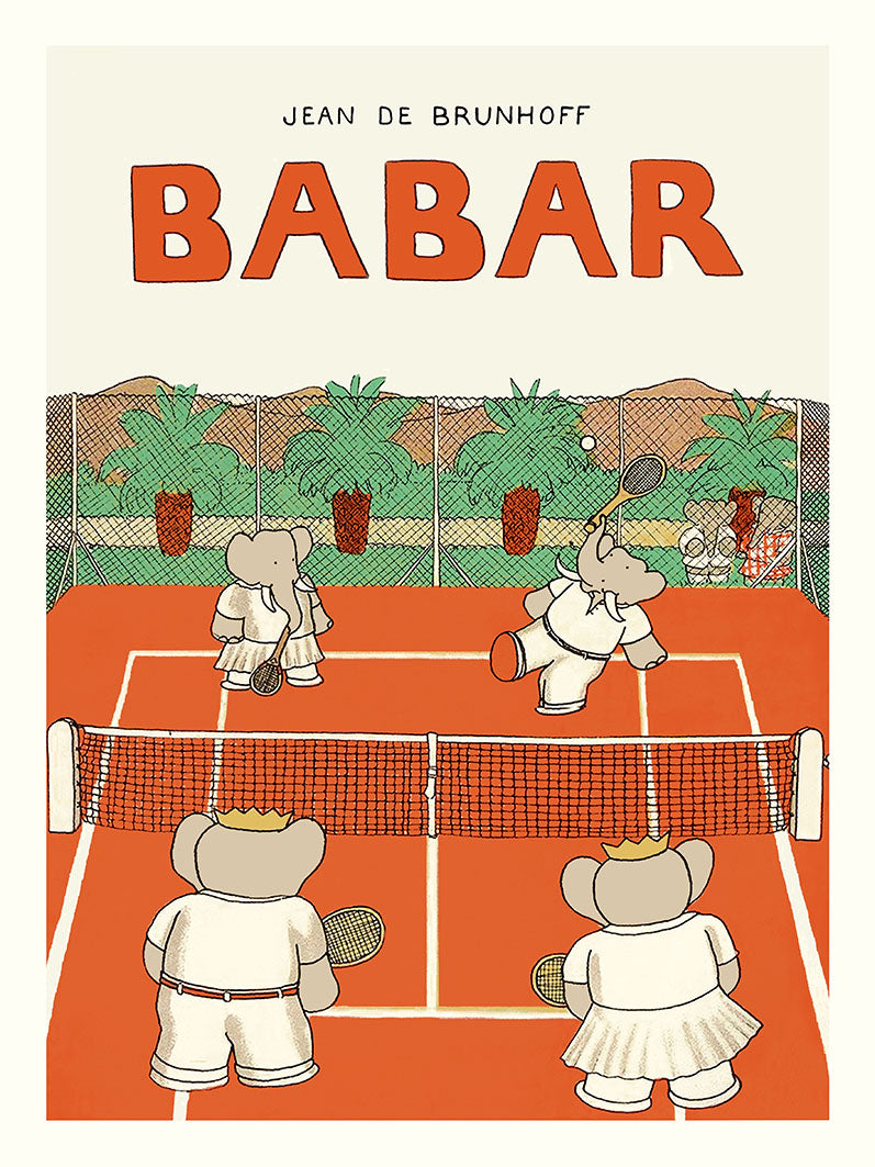 Babar en Tennis 1990年 ブリュノフ アートポスター Babar fait du tennis – BLUE SHAKER