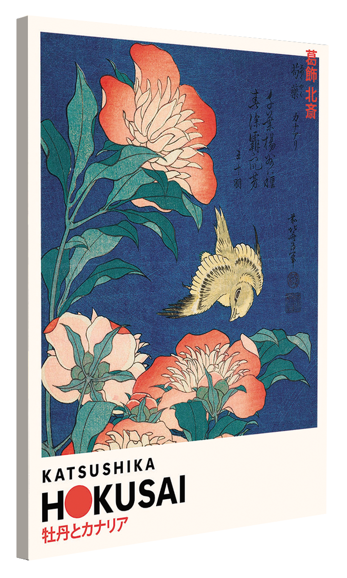 Expositions - Hokusai - Canary and Peonies