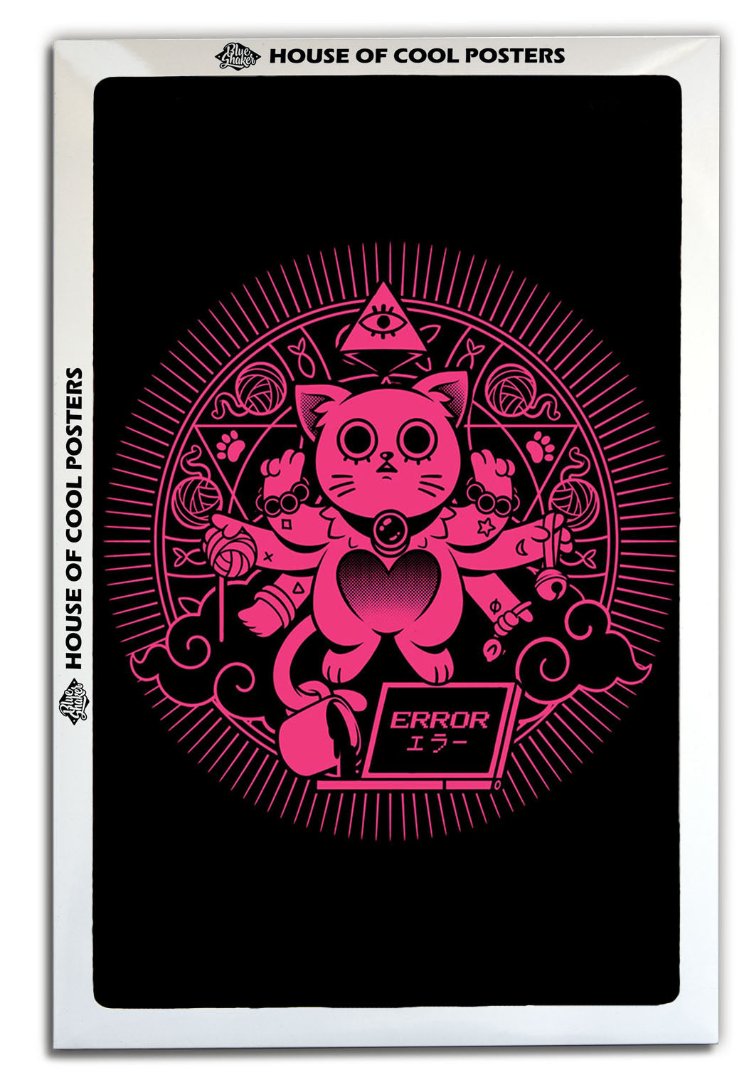 Catgod – Black-illustrata, print-BLUE SHAKER