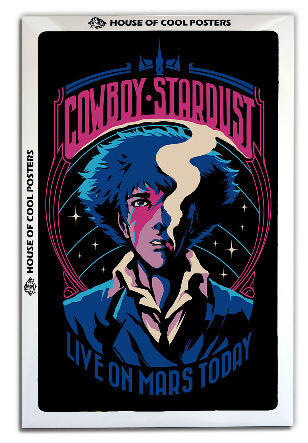 Cowboy Stadust – Black-illustrata, print-BLUE SHAKER