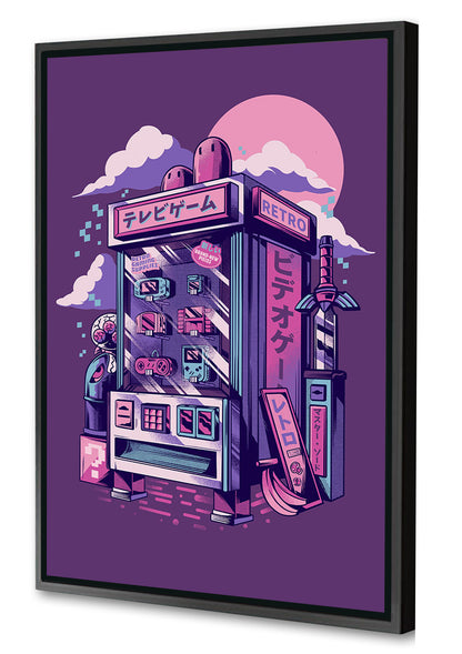 Retro Vending Machine – Purple-illustrata, print-Canvas Print with Box Frame-40 x 60 cm-BLUE SHAKER