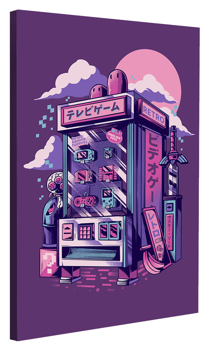 Retro Vending Machine – Purple-illustrata, print-Canvas Print - 20 mm Frame-50 x 75 cm-BLUE SHAKER