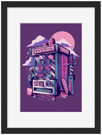 Retro Vending Machine – Purple-illustrata, print-Framed Print-30 x 40 cm-BLUE SHAKER