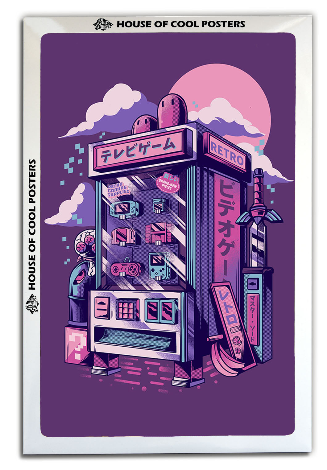 Retro Vending Machine – Purple-illustrata, print-BLUE SHAKER
