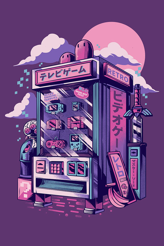 Retro Vending Machine – Purple-illustrata, print-Print-30 x 40 cm-BLUE SHAKER