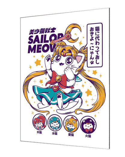 Sailor Meow – White-illustrata, print-Alu Dibond 3mm-40 x 60 cm-BLUE SHAKER