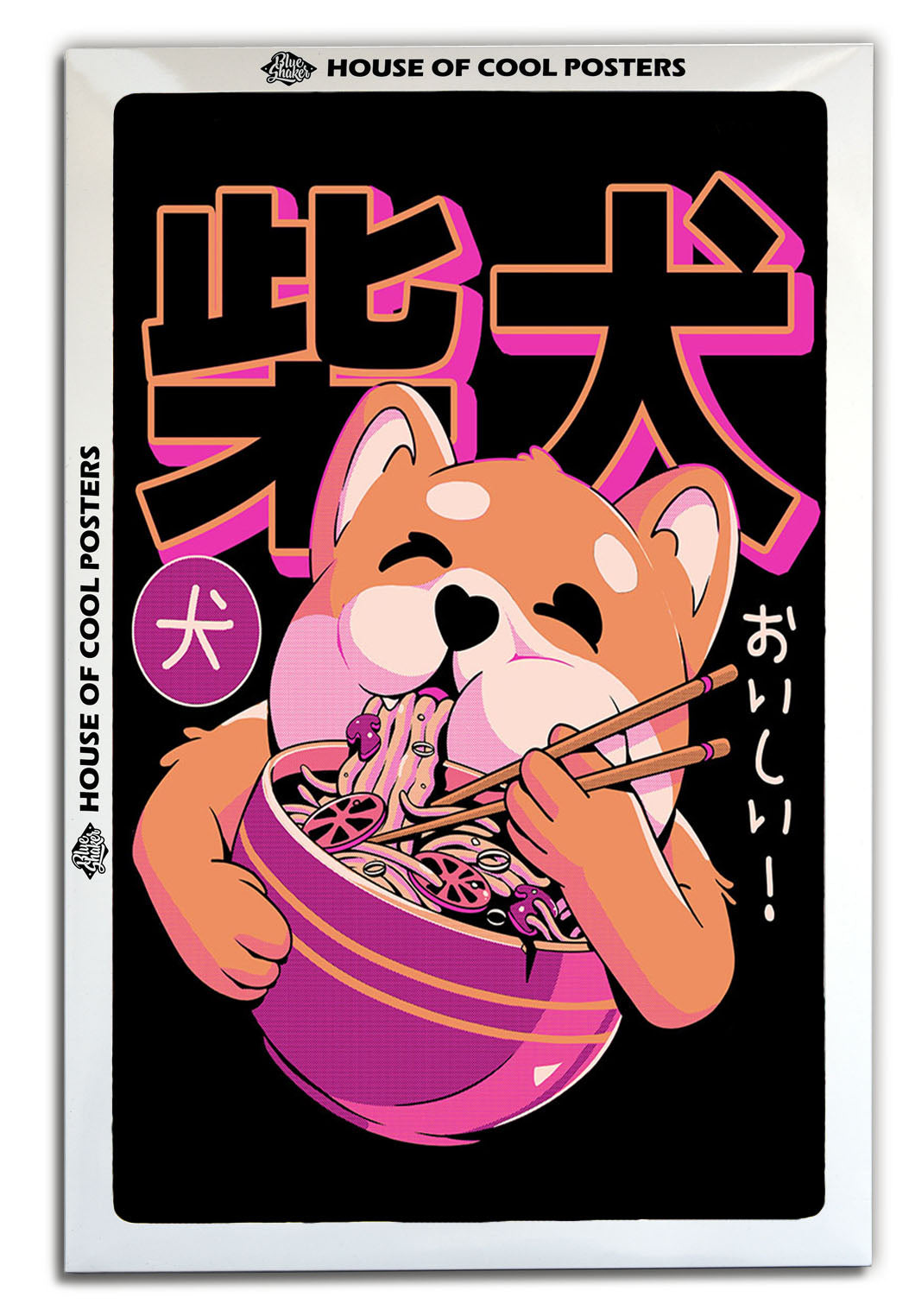 Shiba Noodles – Black-illustrata, print-BLUE SHAKER