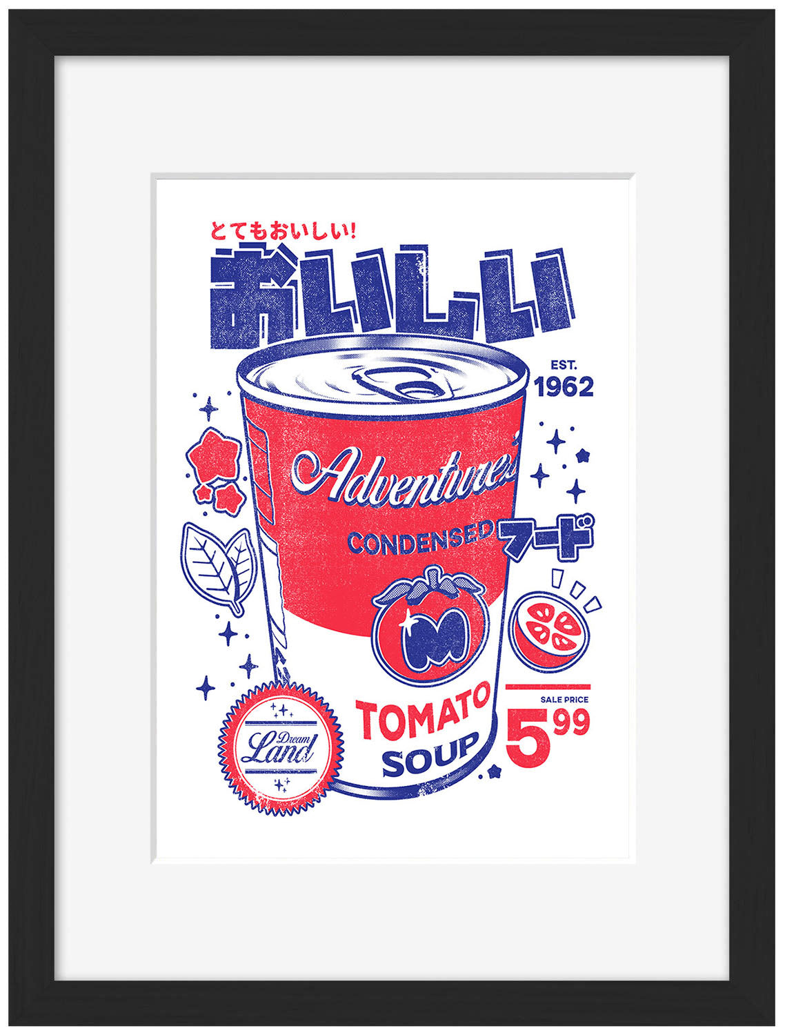 Smashed Tomato Soup – White-illustrata, print-Framed Print-30 x 40 cm-BLUE SHAKER