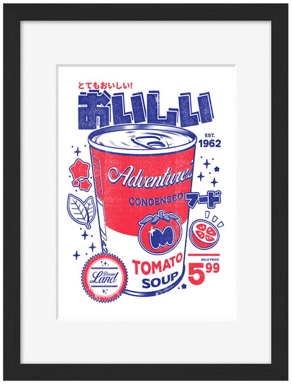 Smashed Tomato Soup – White-illustrata, print-Framed Print-30 x 40 cm-BLUE SHAKER