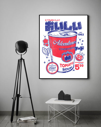 Smashed Tomato Soup – White-illustrata, print-BLUE SHAKER