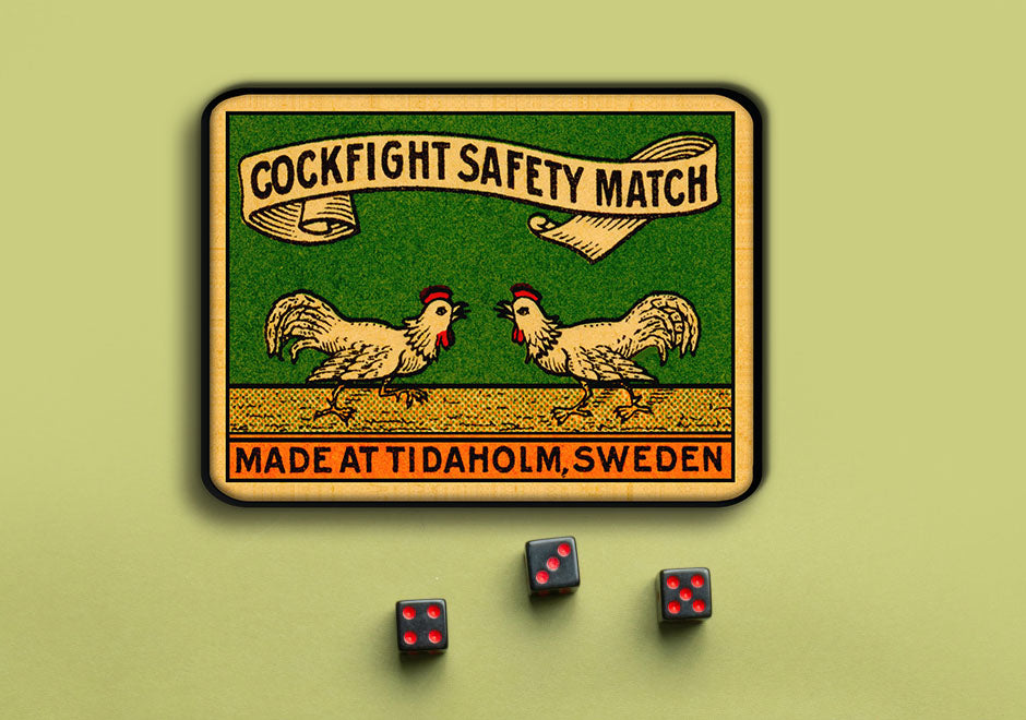 Plateau métal - Safety Matches - Cockfight - 15 x 20 cm