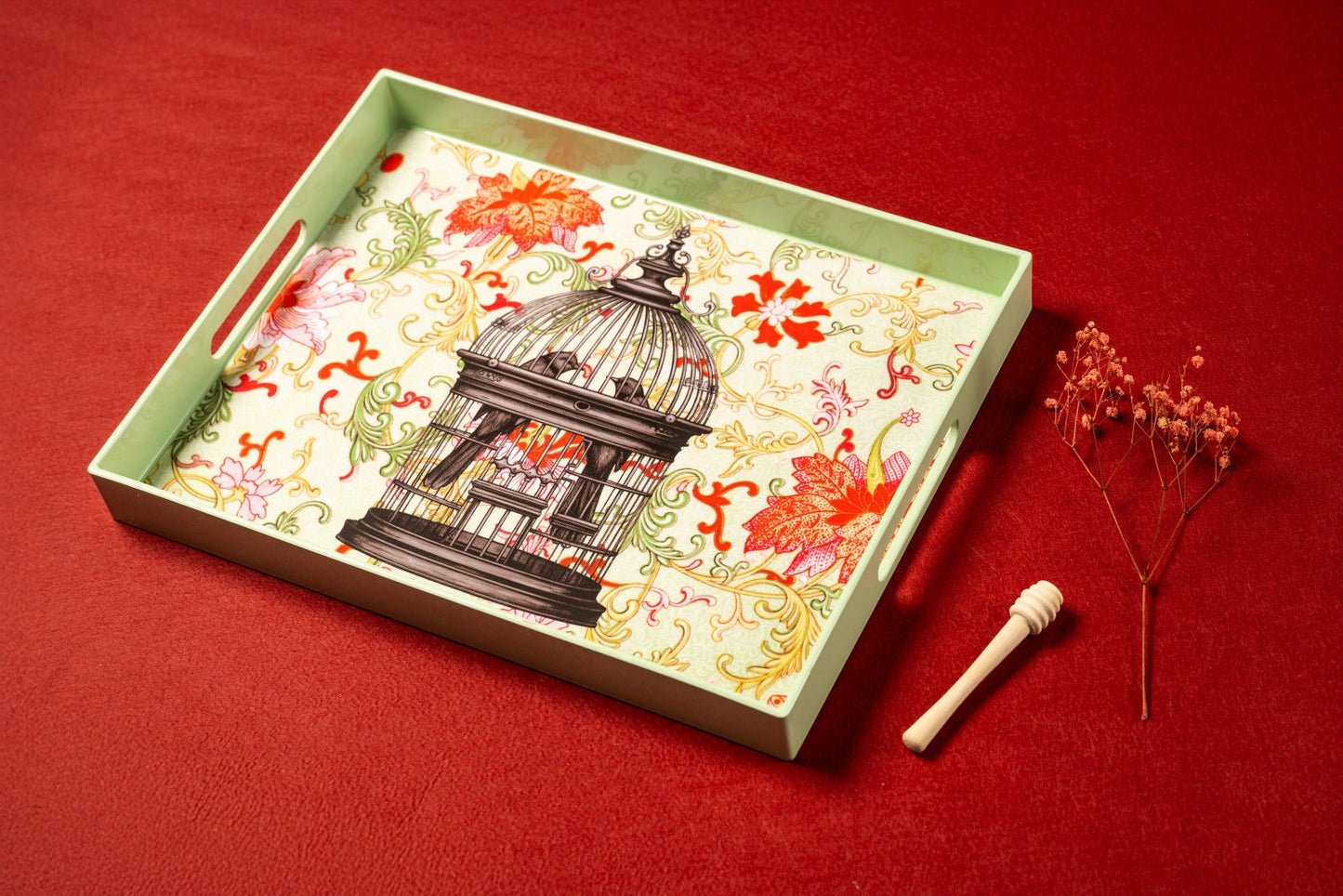 Plateau laqué - Bird Cage - 39 x 29 cm