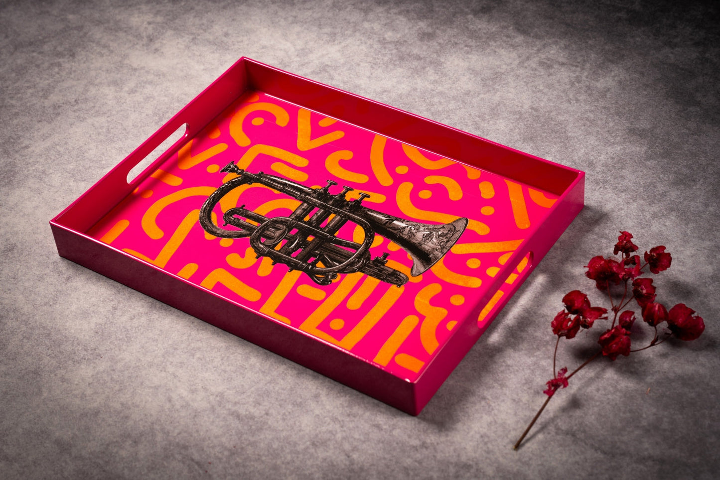 Plateau laqué - Tuba Pink - 39 x 29 cm