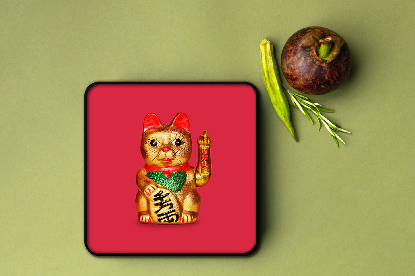 Plateau métal - Artem - Luckycat - 15 x 15 cm