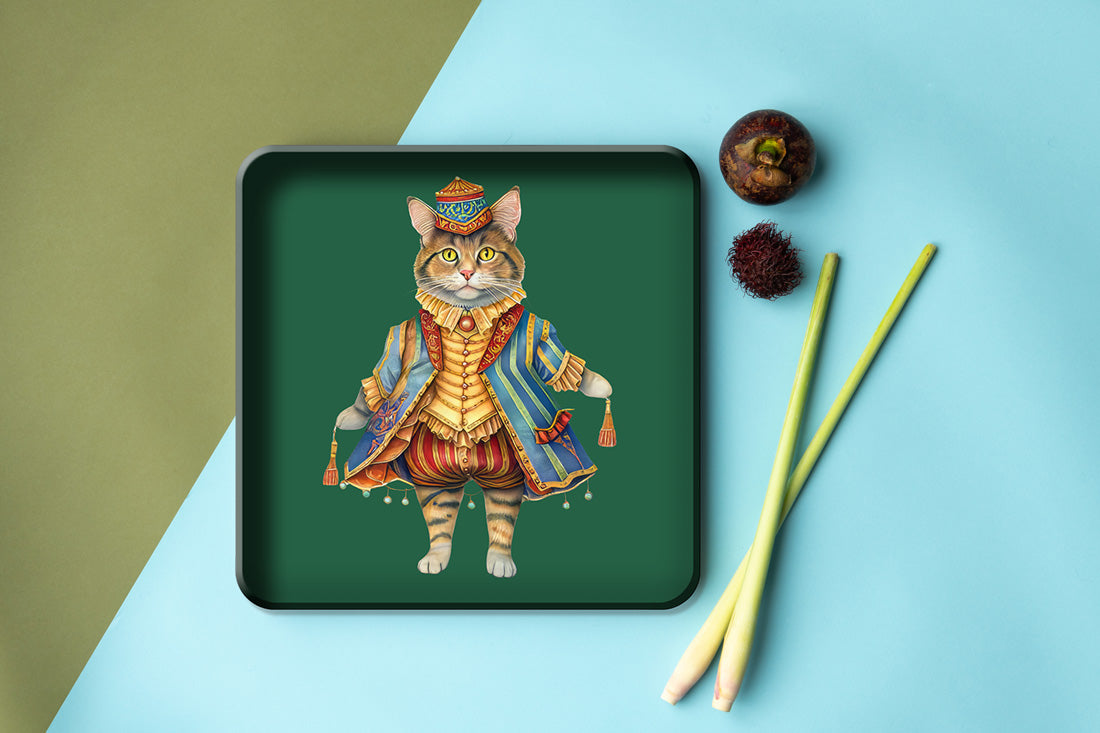 Metal Tray - Circus Cat - 30 x 30 cm