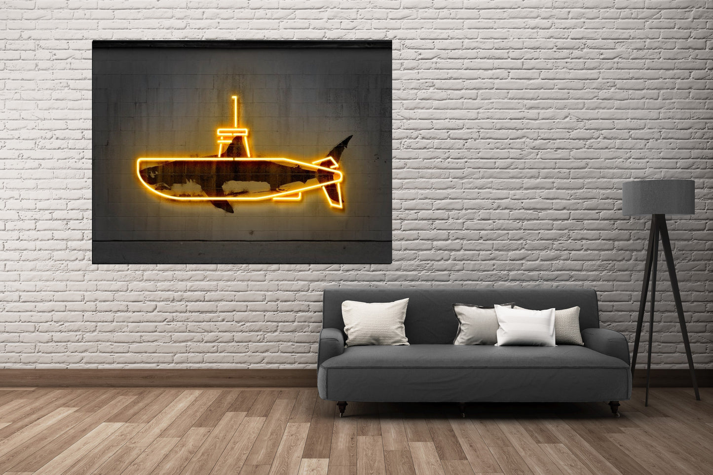 Yellow Submarine-neon-art, print-BLUE SHAKER