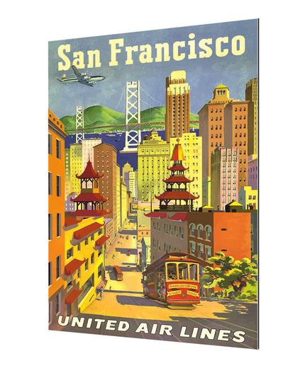 San Francisco United Airlines-airlines, print-Alu Dibond 3mm-40 x 60 cm-BLUE SHAKER