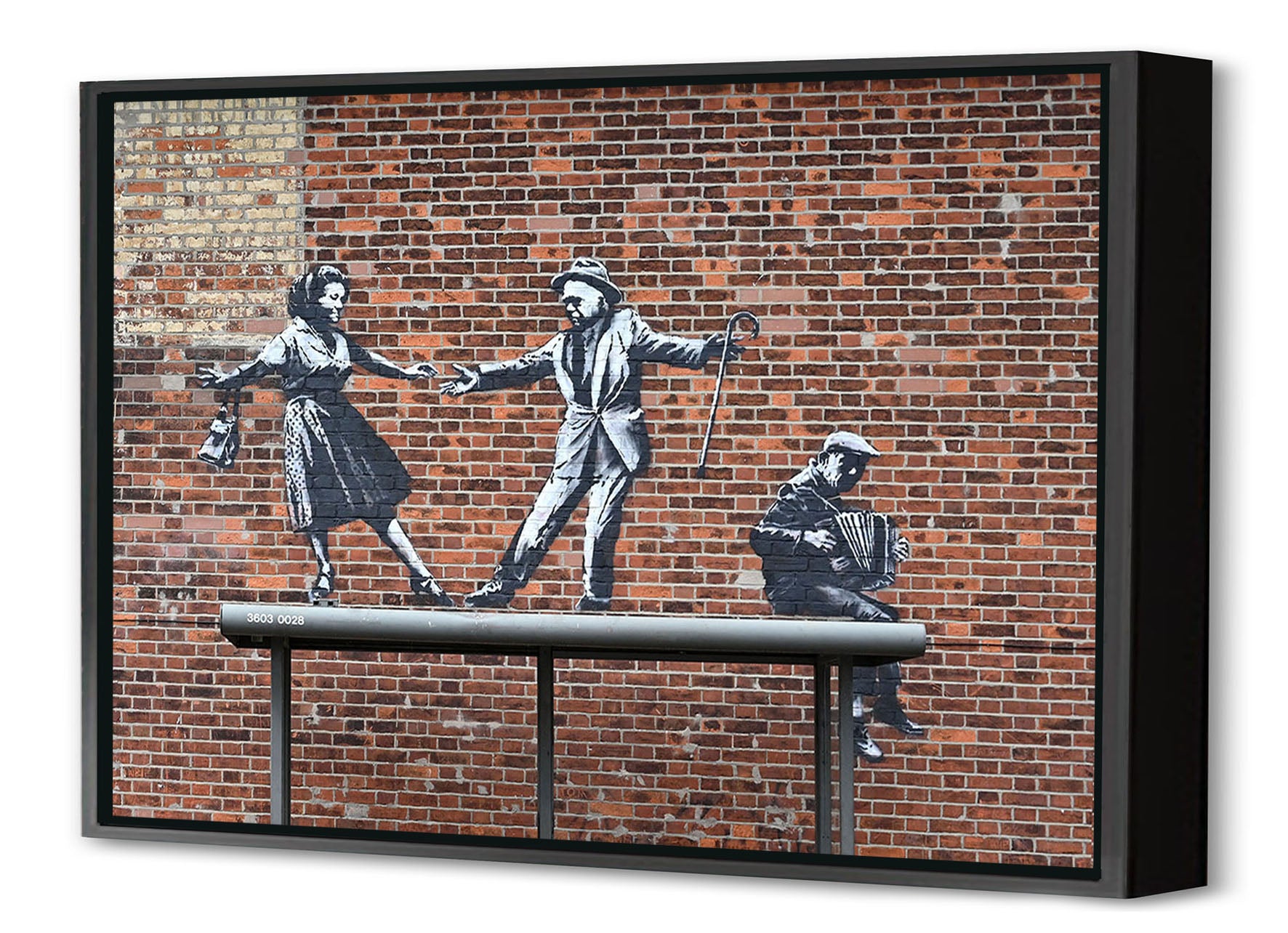 Dancing Couple-banksy, print-Canvas Print with Box Frame-40 x 60 cm-BLUE SHAKER