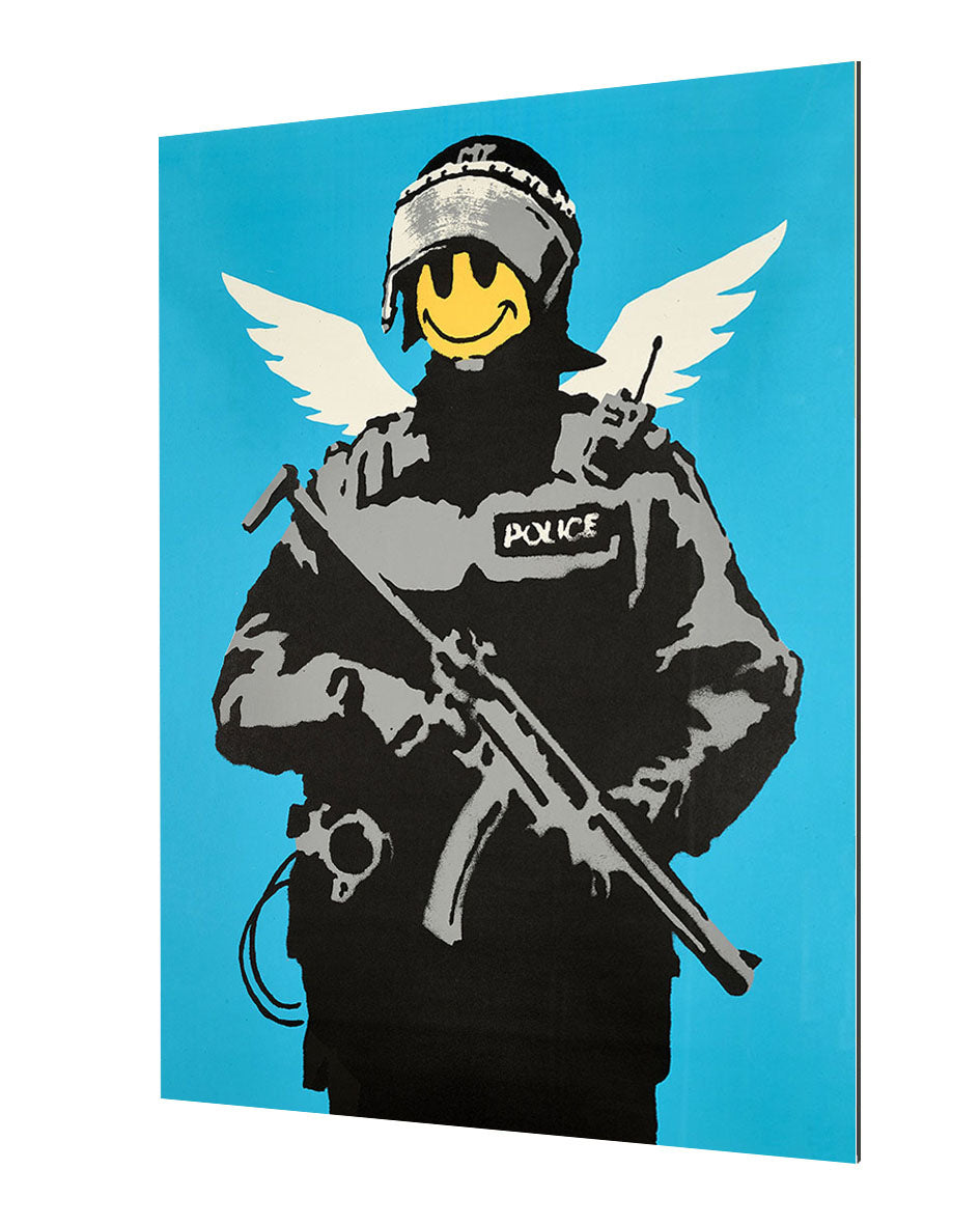 Flying Copper-banksy, print-Alu Dibond 3mm-40 x 60 cm-BLUE SHAKER