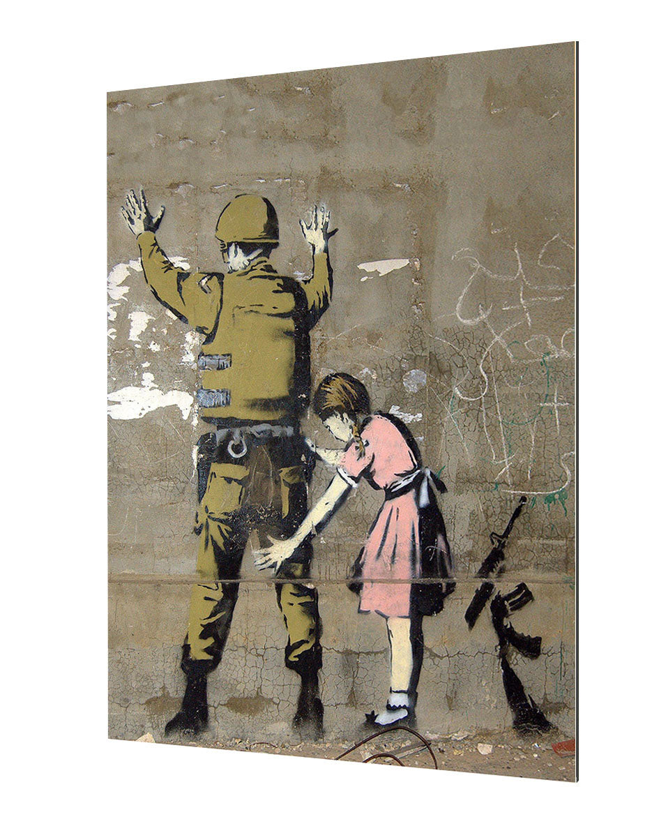 Girl and a Soldier-banksy, print-Alu Dibond 3mm-40 x 60 cm-BLUE SHAKER