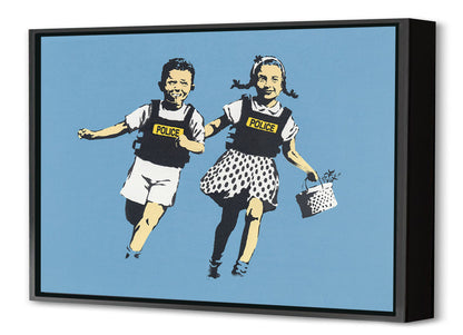 Hack and Jill-banksy, print-Canvas Print with Box Frame-40 x 60 cm-BLUE SHAKER