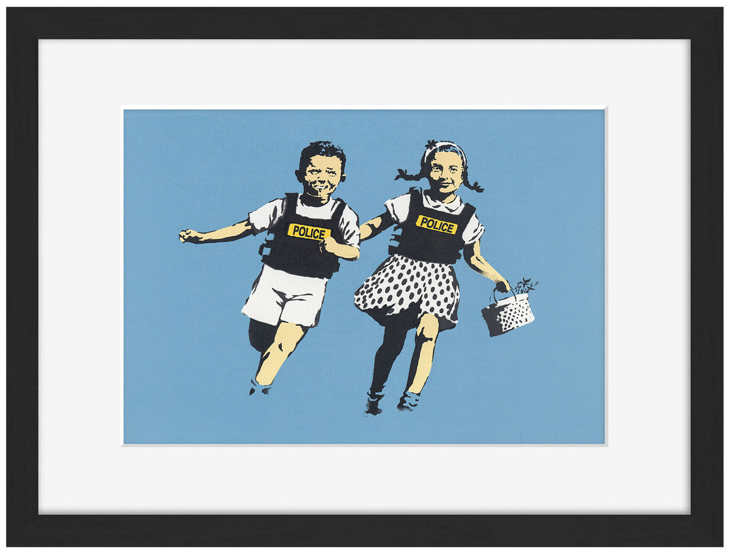 Hack and Jill-banksy, print-Framed Print-30 x 40 cm-BLUE SHAKER