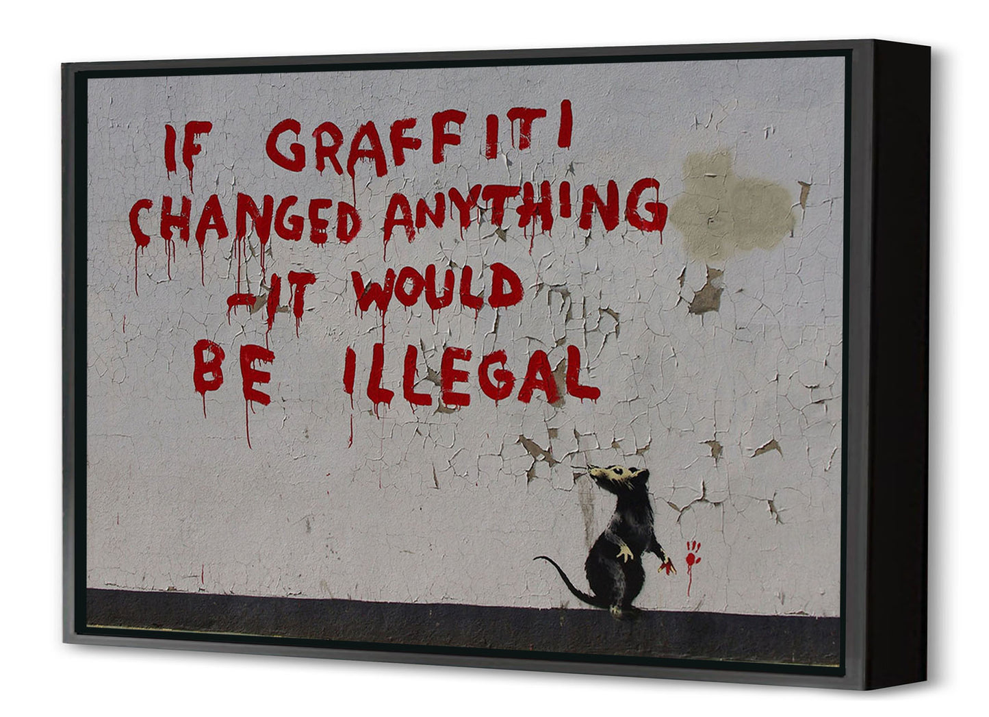 If Graffiti Changed Anything ? It Would be Illegal-banksy, print-Canvas Print with Box Frame-40 x 60 cm-BLUE SHAKER