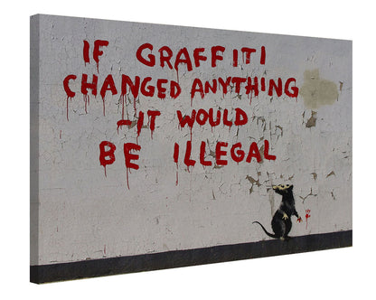 If Graffiti Changed Anything ? It Would be Illegal-banksy, print-Canvas Print - 20 mm Frame-50 x 75 cm-BLUE SHAKER