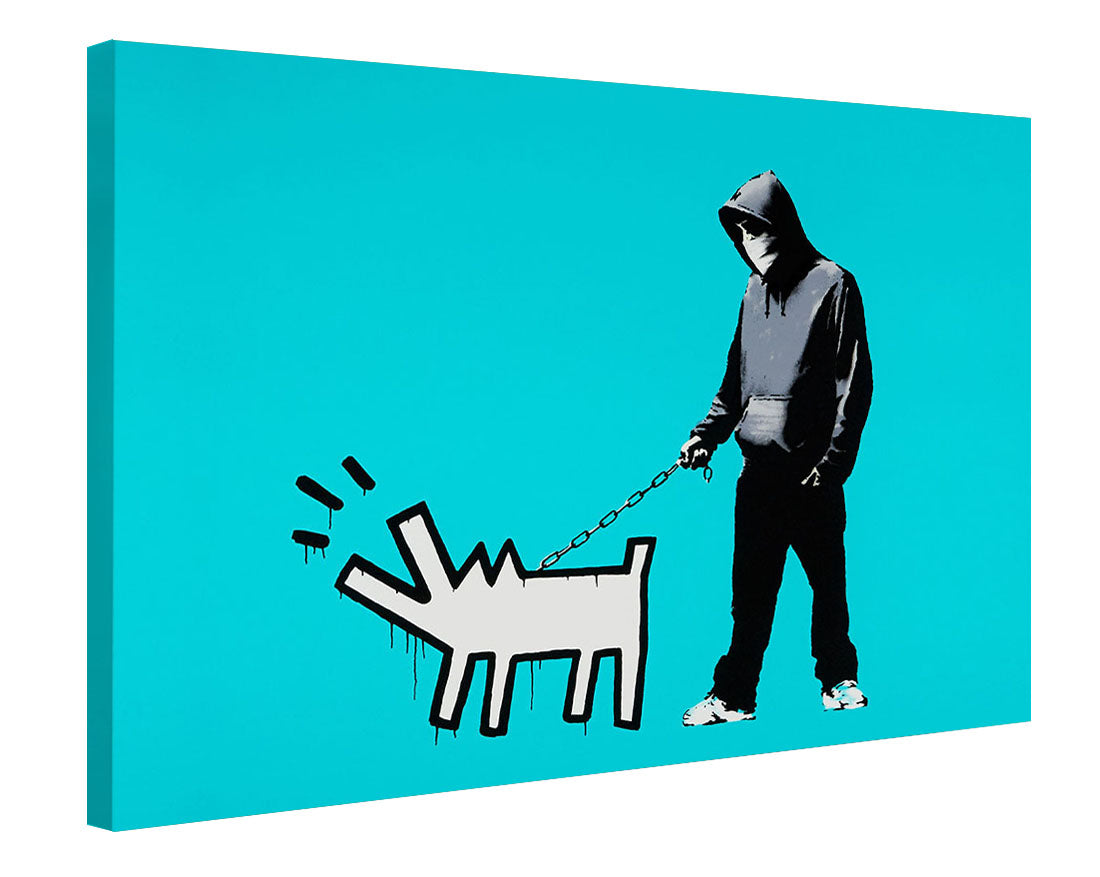 Keith Haring Dog Blue-banksy, print-Canvas Print - 20 mm Frame-50 x 75 cm-BLUE SHAKER