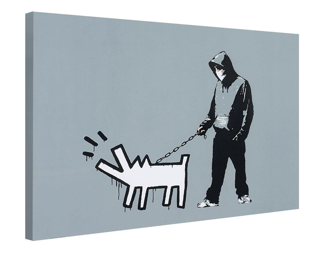 Keith Haring Dog Grey-banksy, print-Canvas Print - 20 mm Frame-50 x 75 cm-BLUE SHAKER