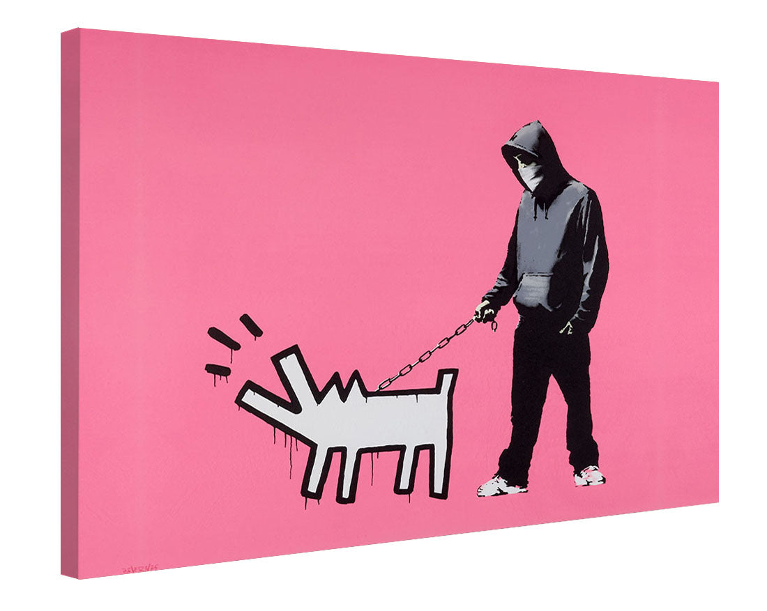 Keith Haring Dog Pink-banksy, print-Canvas Print - 20 mm Frame-50 x 75 cm-BLUE SHAKER