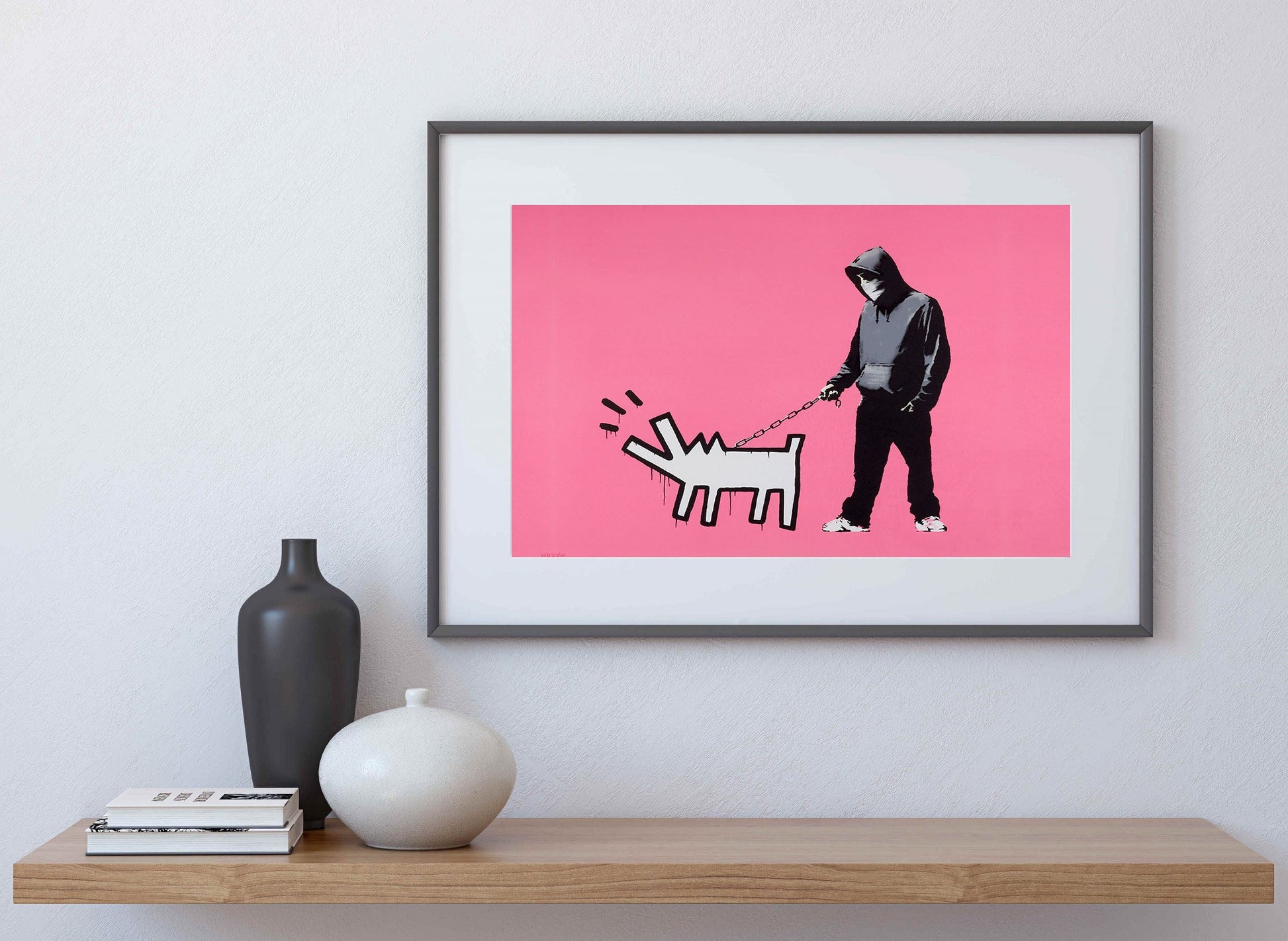 Keith Haring Dog Pink-banksy, print-BLUE SHAKER
