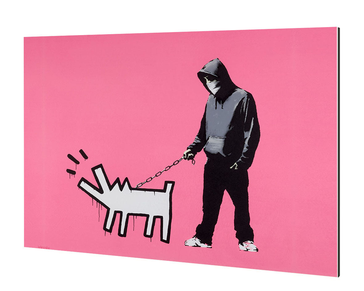 Keith Haring Dog Pink-banksy, print-Alu Dibond 3mm-40 x 60 cm-BLUE SHAKER