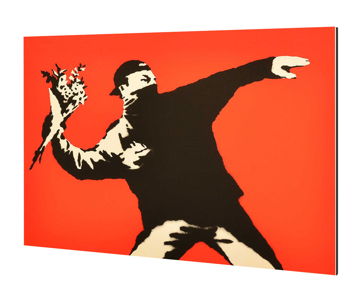 Love is in the Air-banksy, print-Alu Dibond 3mm-40 x 60 cm-BLUE SHAKER