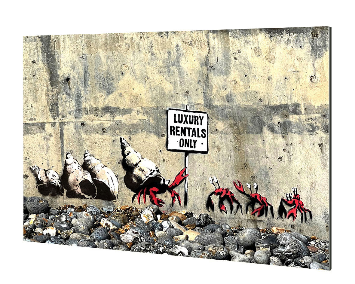 Luxury Rentals-banksy, print-Alu Dibond 3mm-40 x 60 cm-BLUE SHAKER