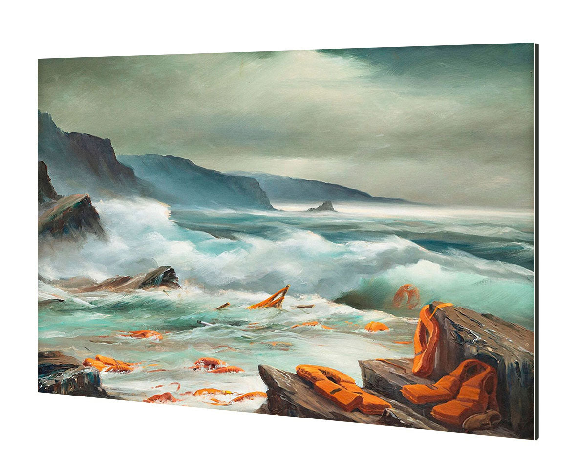 Mediterranean Sea 2-banksy, print-Alu Dibond 3mm-40 x 60 cm-BLUE SHAKER