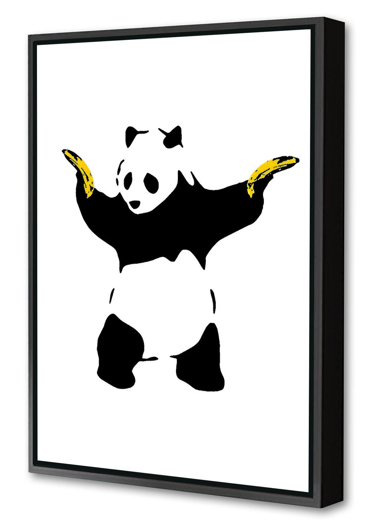 Panda with Guns-banksy, print-Canvas Print with Box Frame-40 x 60 cm-BLUE SHAKER