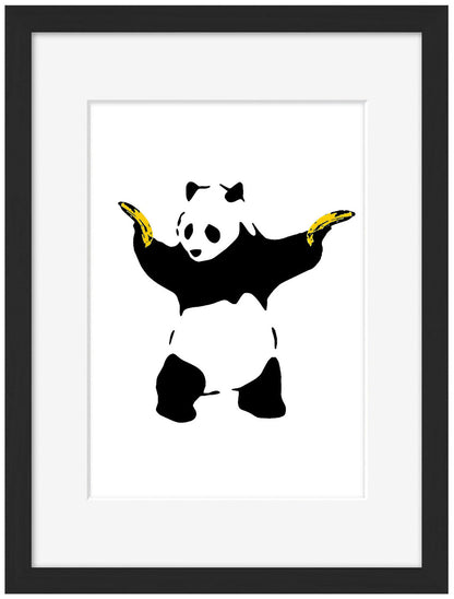 Panda with Guns-banksy, print-Framed Print-30 x 40 cm-BLUE SHAKER