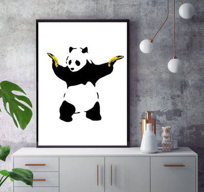 Panda with Guns-banksy, print-BLUE SHAKER