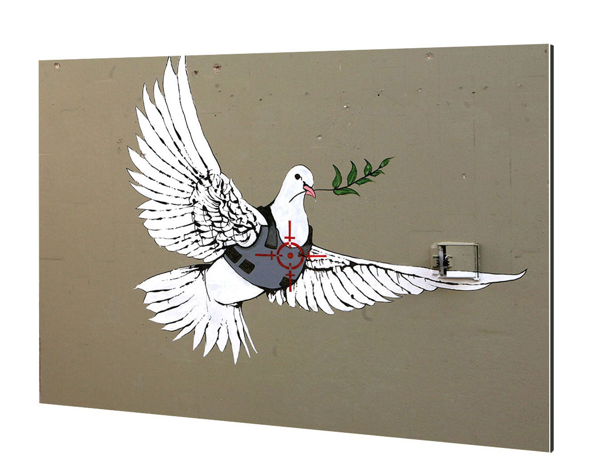 Peace Dove-banksy, print-Alu Dibond 3mm-40 x 60 cm-BLUE SHAKER