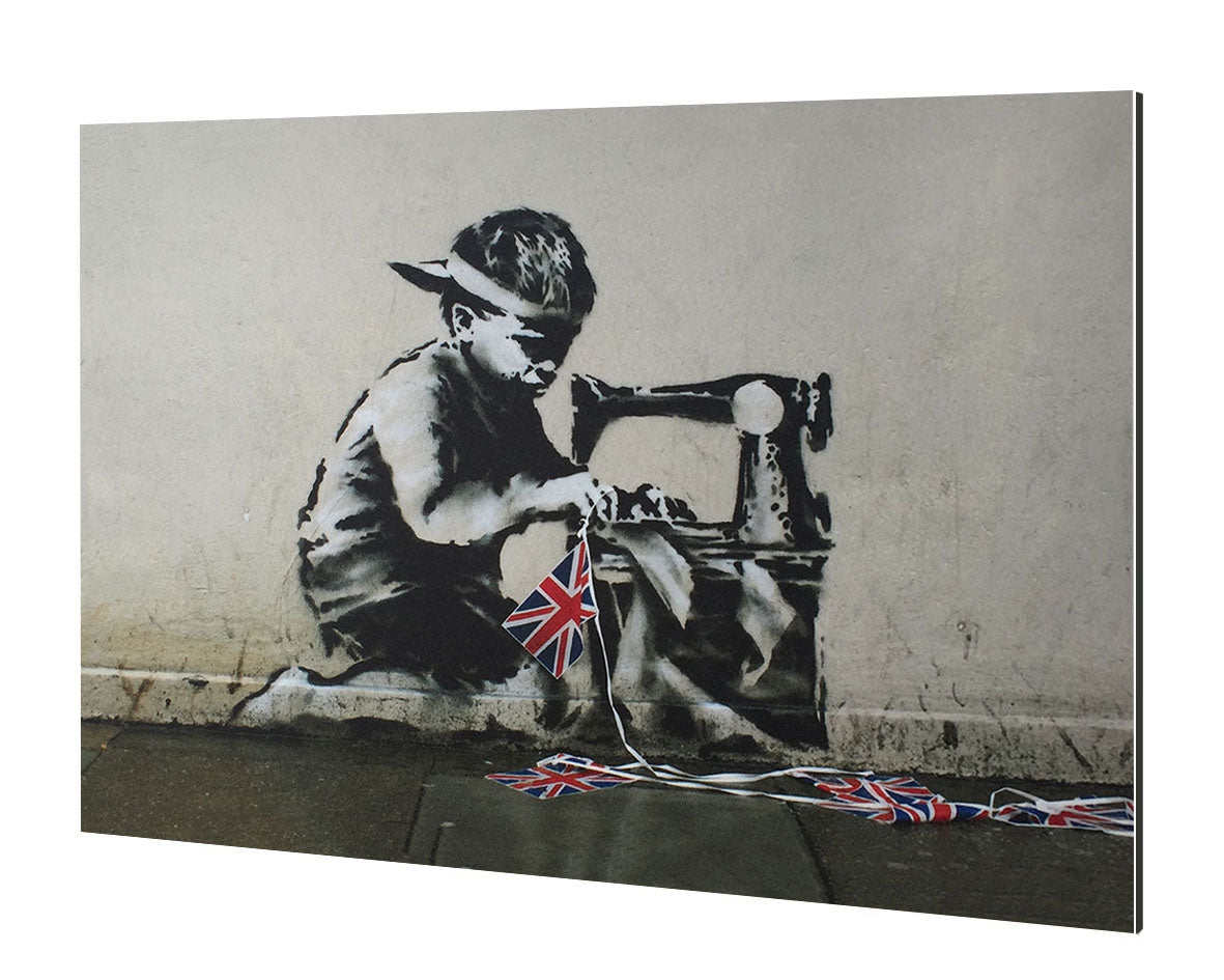 Slave Labour-banksy, print-Alu Dibond 3mm-40 x 60 cm-BLUE SHAKER