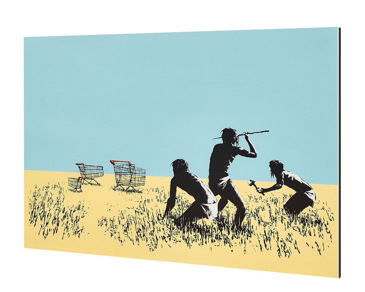 Trolley-banksy, print-Alu Dibond 3mm-40 x 60 cm-BLUE SHAKER