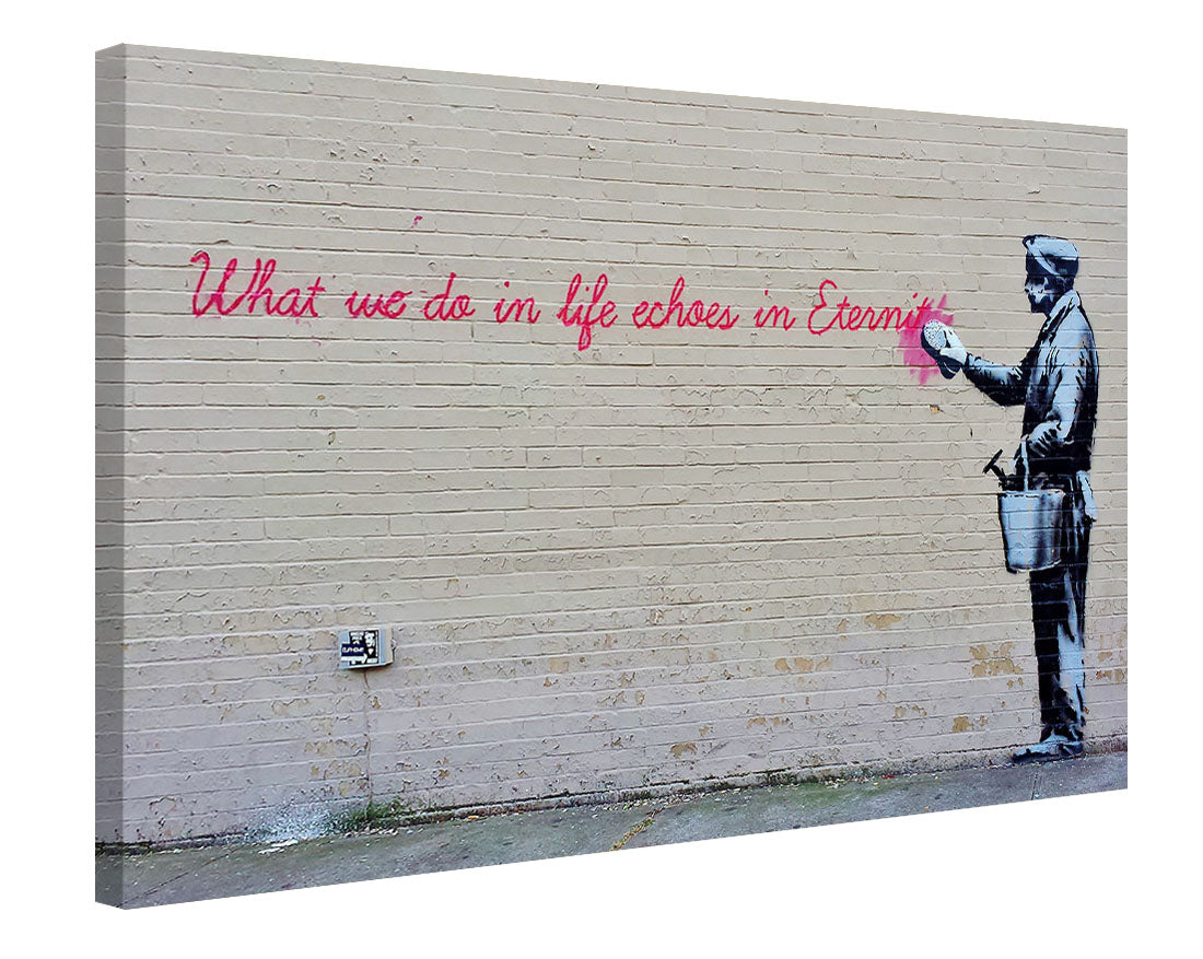 What we do in life-banksy, print-Canvas Print - 20 mm Frame-50 x 75 cm-BLUE SHAKER