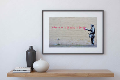 What we do in life-banksy, print-BLUE SHAKER
