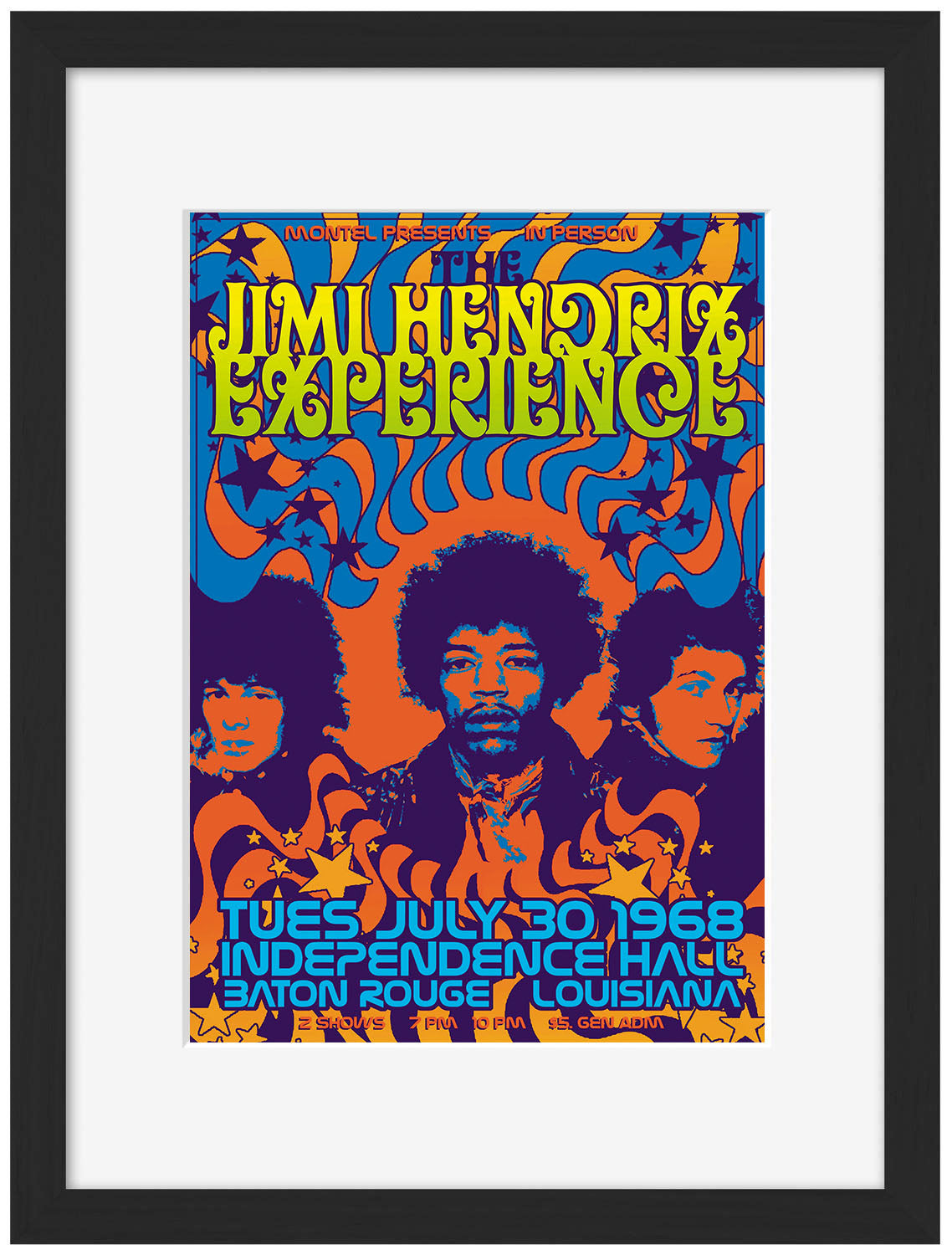 Jimi Hendrix Experience-concerts, print-Framed Print-30 x 40 cm-BLUE SHAKER
