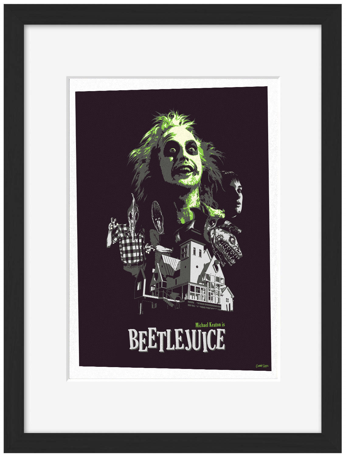 Beetlejuice-cranio, print-Framed Print-30 x 40 cm-BLUE SHAKER